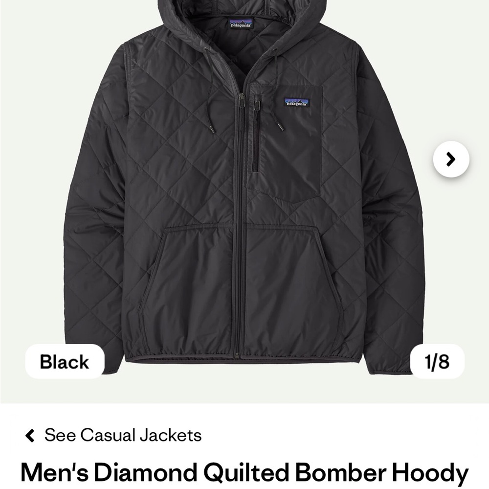 Patagonia Men's Black Diamond Quilted Bomber Hoody